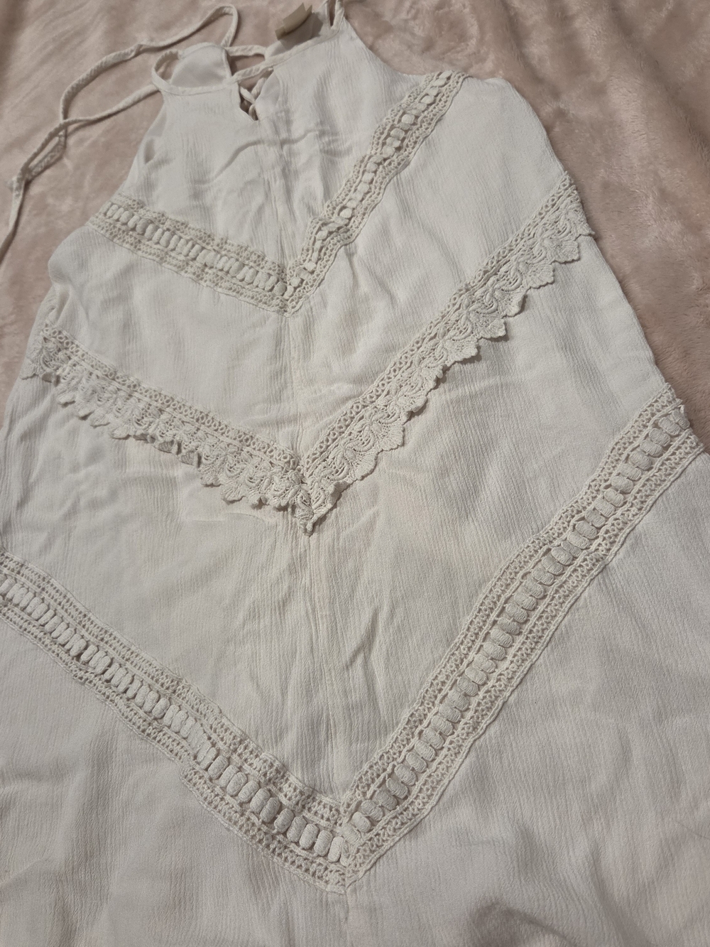 Mossimo Supply Co. Cream Crochet-Trim Halter Camisole